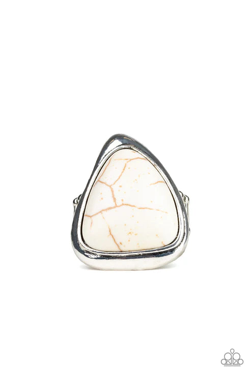 Stone Scene - Oversized White Asymmetrical Triangle Stone Ring R#6669