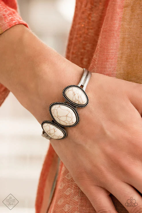 2-Piece Oversized White/Tin Finished Studded Asymmetrical Squash Blossom Stone Set SET#7271