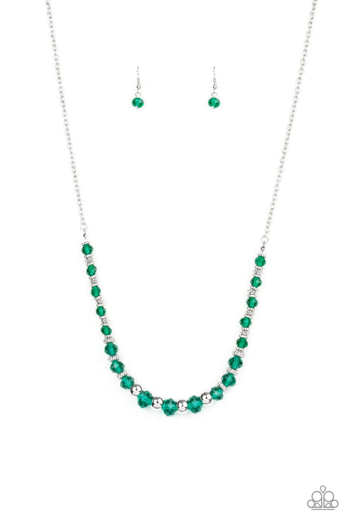 Stratosphere Sparkle - Oversized Green Crystal Textured Accent Necklace N#3565