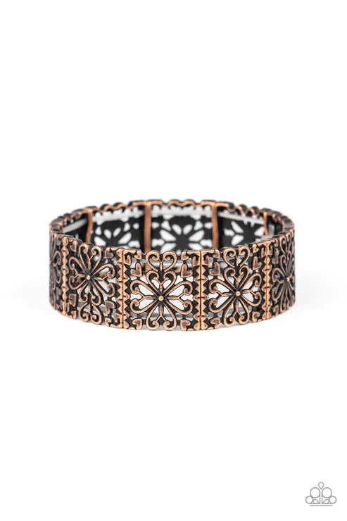 Summer Scandal - Copper Square 3D Filigree Bloom Bracelet B#3877