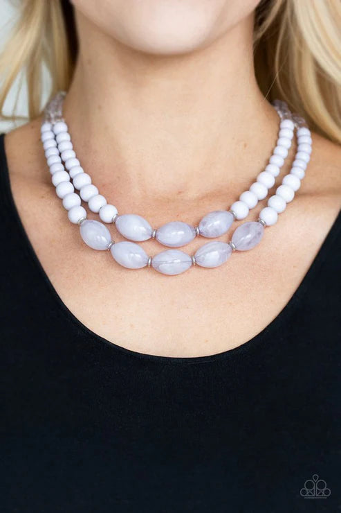 Sundae Shoppe - Silver Glassy/Cloudy Accent Necklace N#4730