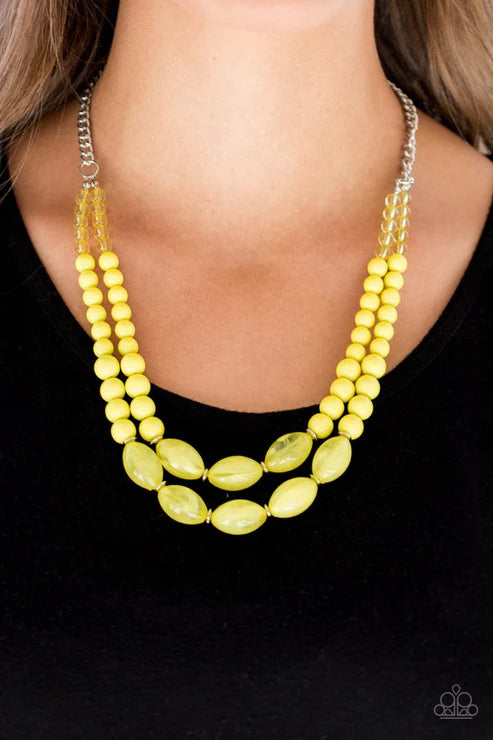 Sundae Shoppe - Yellow Glassy/Cloudy Accent Necklace N#3513