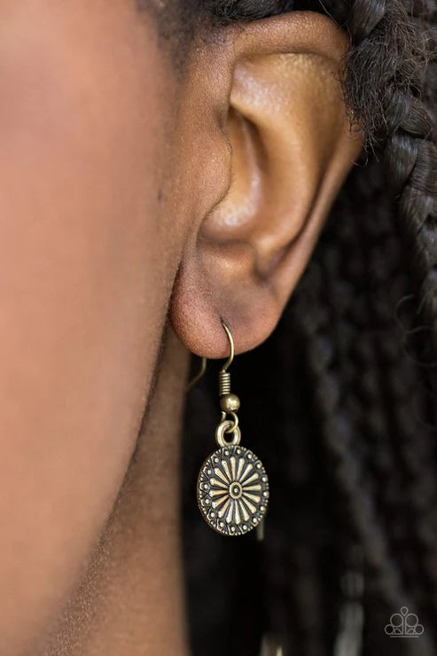 Sunflower Summers - Brass Daisy Earrings E#3941