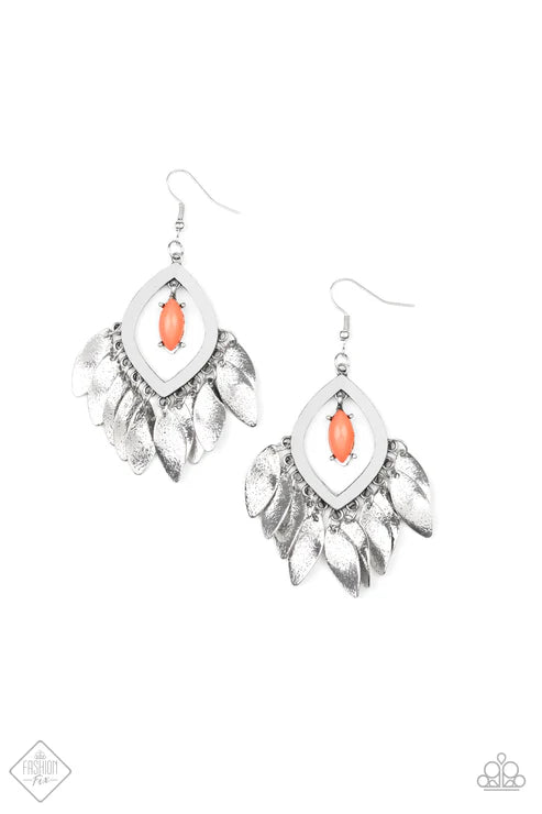 3-Piece Orange (Coral) Hammered Teardrop Tribal Fringe Set SET#6616