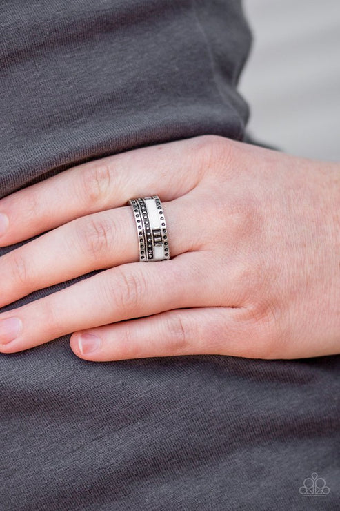 Super Summer - White Textured Arc Accent Ring R#6446