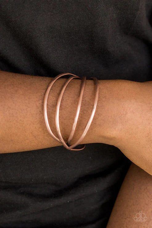 Take A CATWALK - Oversized Copper Airy Coalescing Arc Cuff Bracelet B#4106