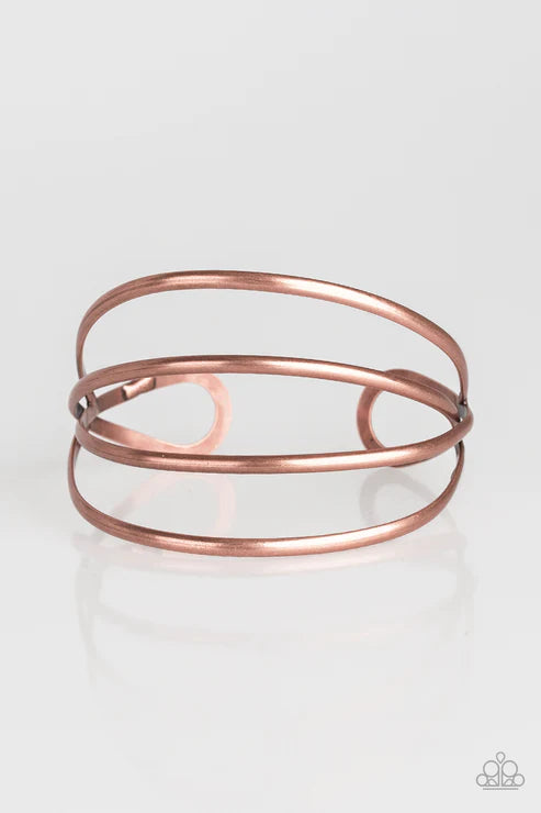 Take A CATWALK - Oversized Copper Airy Coalescing Arc Cuff Bracelet B#4106