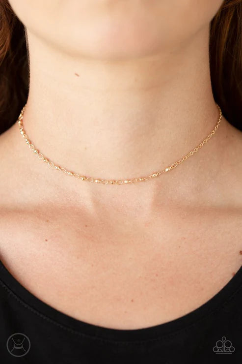 Take A Risk - Gold Satellite Chain Choker Necklace N#3457