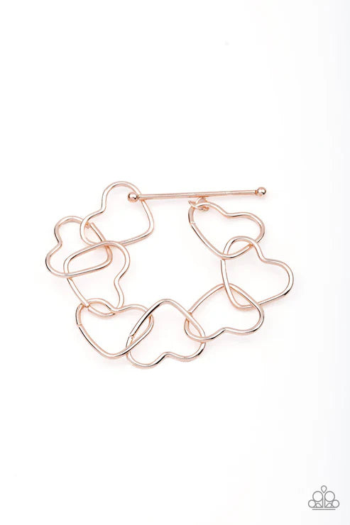 2-Piece Oversized Rose Gold 3D Heart Connected Tiffany Clasp Set SET#1469