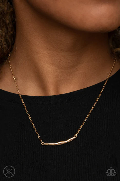Taking It Easy - Gold Hammered Crescent Minimalist Necklace N#4565