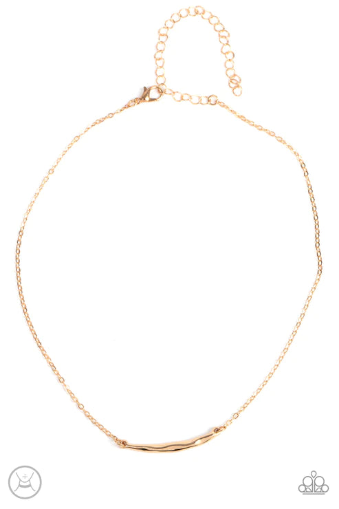 Taking It Easy - Gold Hammered Crescent Minimalist Necklace N#4565