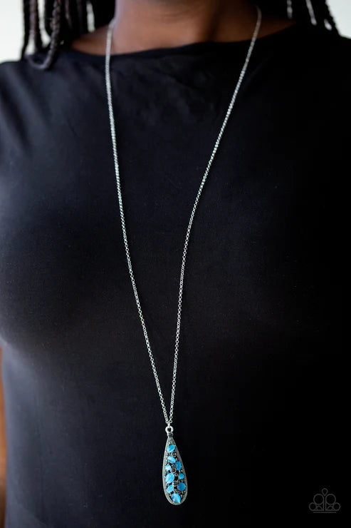Teardrop Treasure - Blue/Smoky Cat's Eye Moonstone Teardrop Necklace N#3160