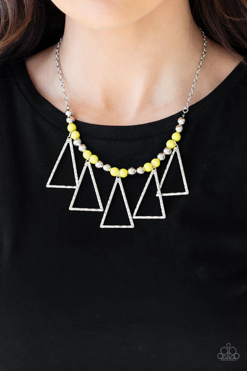 Terra Nouveau - Yellow Triangular Hammered Fringe Necklace N#4672