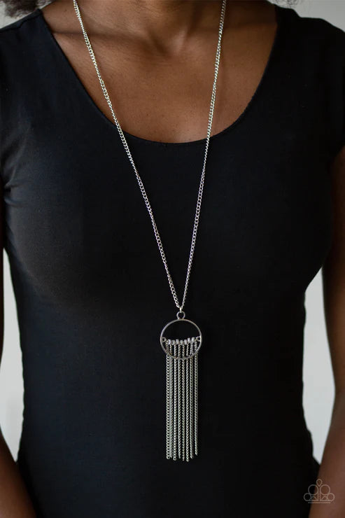 Terra Tassel - Silver (Gray) Airy Rod Tribal Tassel Fringe Necklace N#6150