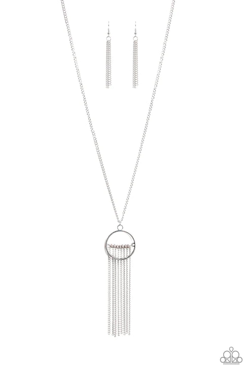 Terra Tassel - Silver (Gray) Airy Rod Tribal Tassel Fringe Necklace N#6150