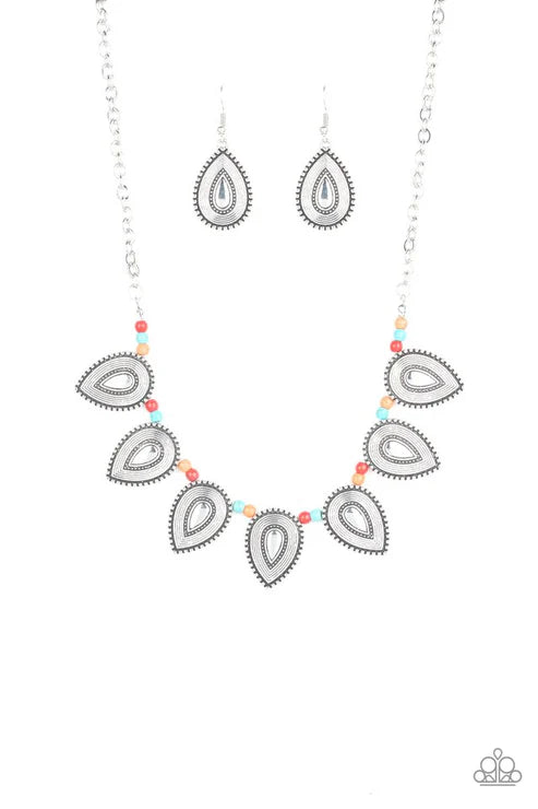 Terra Trailblazer - Multi (Red/Orange/Blue) Teardrop Tribal Necklace N#6505