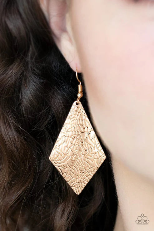 Texture Retreat - Gold Stamped Kite Earrings E#3811