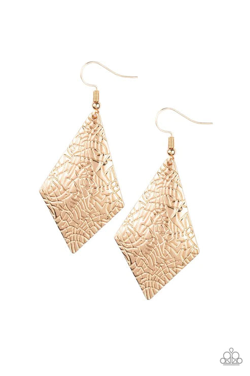 Texture Retreat - Gold Stamped Kite Earrings E#3811