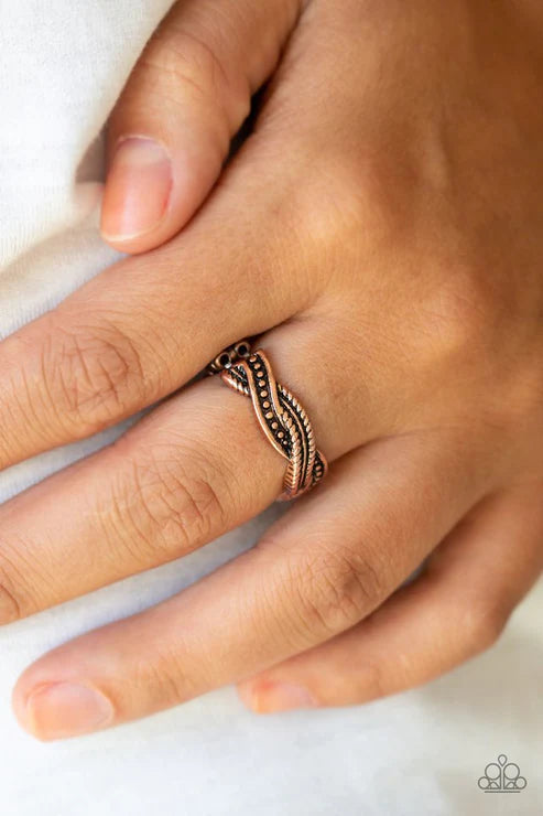 Texture Tango - Copper Texture Braid Ribbon Ring R#5878