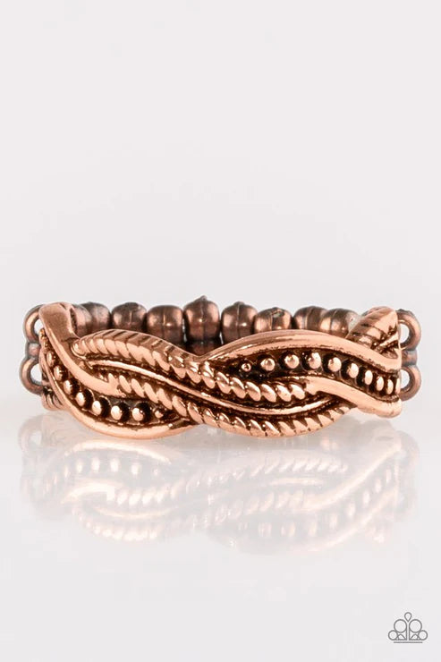 Texture Tango - Copper Texture Braid Ribbon Ring R#5878