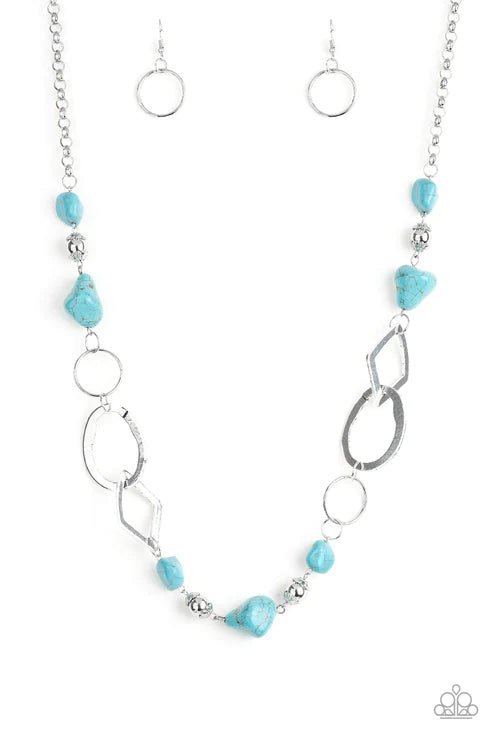 Thats TERRA-ific! - Blue Asymmetrical Mismatched Collision Rock Stone Necklace N#4032