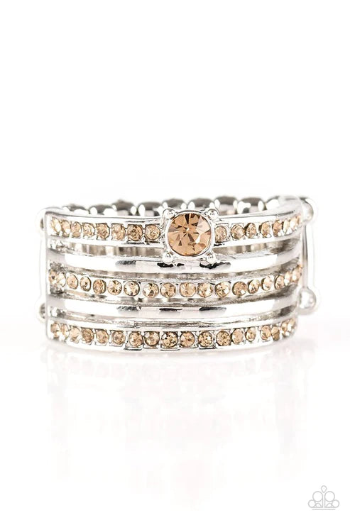 The Dealmaker - Brown Golden Topaz Encrusted Ring R#6033