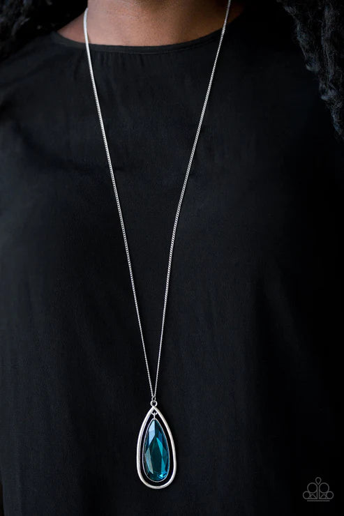 The Royal Coronation - Oversized Blue Regal Dramatic Pendant Teardrop Necklace N#6602