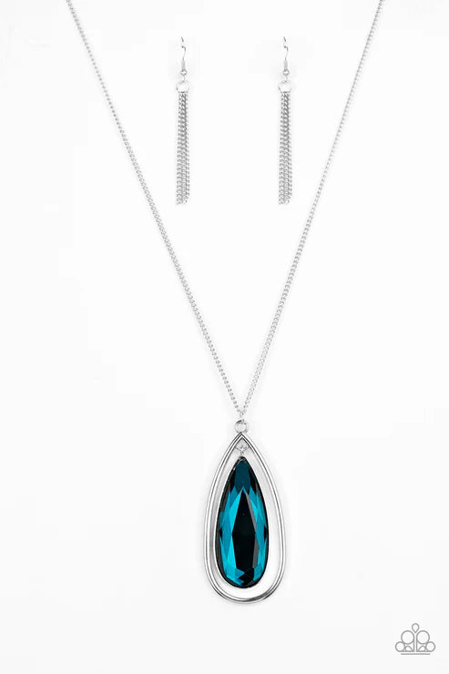The Royal Coronation - Oversized Blue Regal Dramatic Pendant Teardrop Necklace N#6602