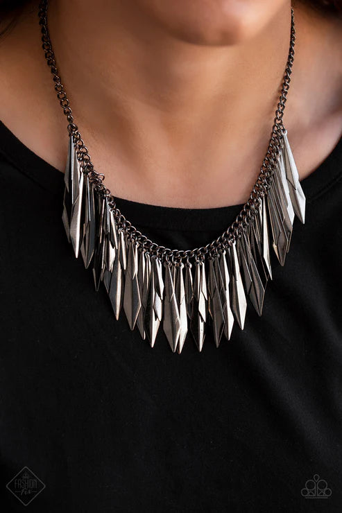 The Thrill-Seeker - Black Flared Dagger Fringe Necklace N#6320