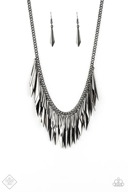 The Thrill-Seeker - Black Flared Dagger Fringe Necklace N#6320