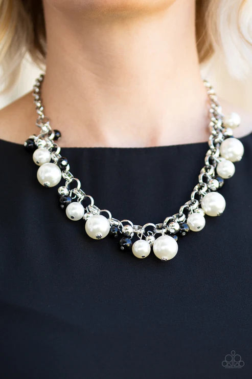 The Upstater - Black (Black/White/Silver) Bubbly Pearl Fringe Necklace N#6210
