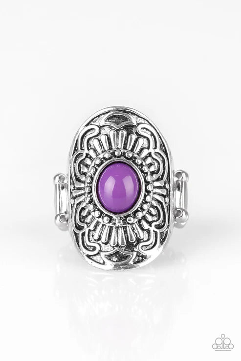 The ZEST Of The ZEST - Oversized Purple Embossed 3D Floral Ring R#6552