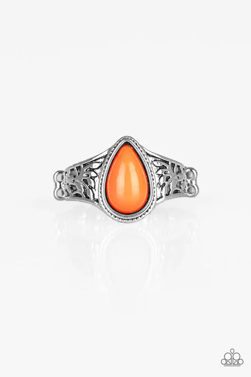 The Zest Of Intentions - Orange (Living Coral) Regal Marquise Embossed Ring R#6328