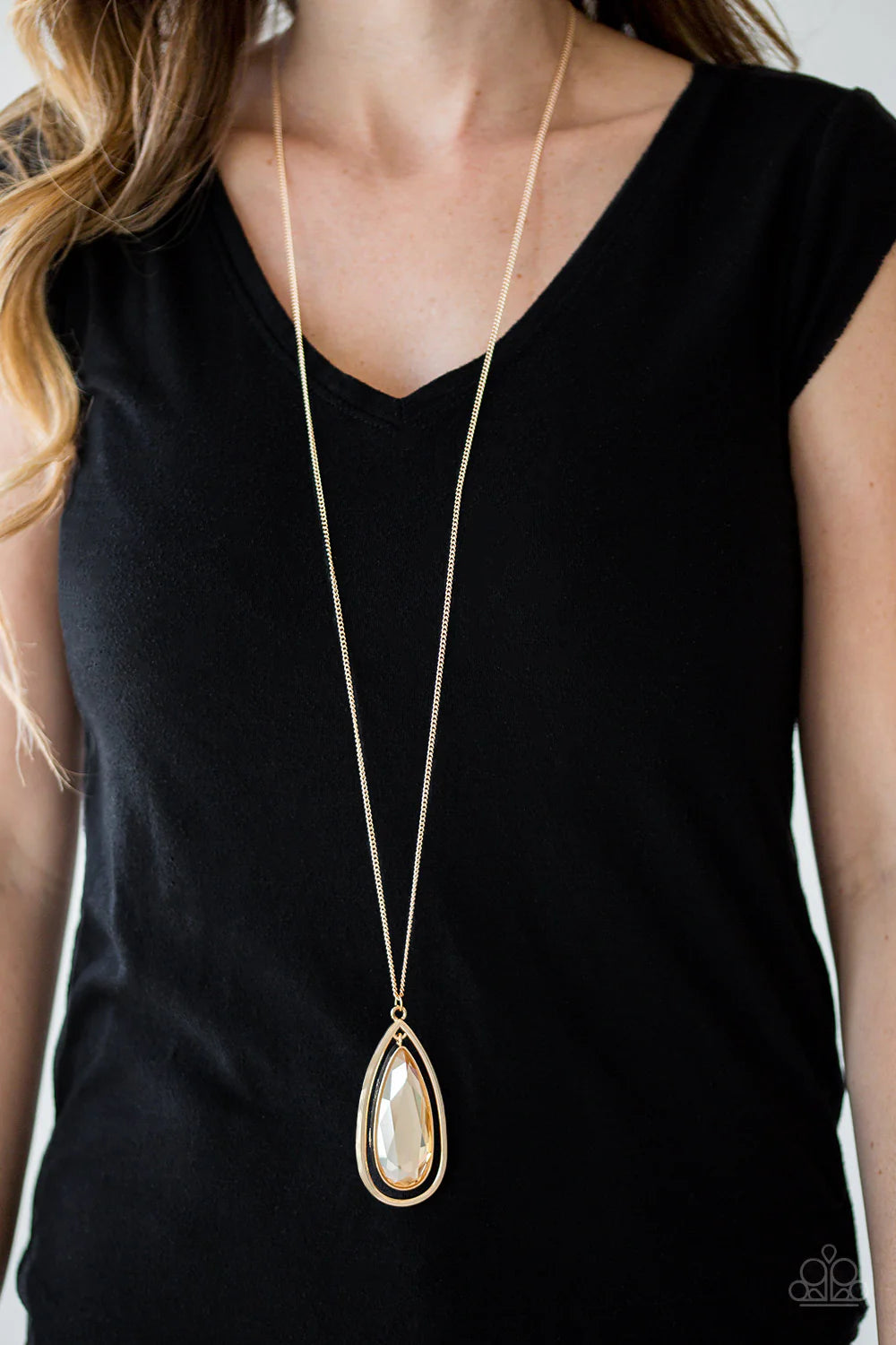 The Royal Coronation - Oversized Gold (Golden) Regal Dramatic Pendant Teardrop Necklace N#7042