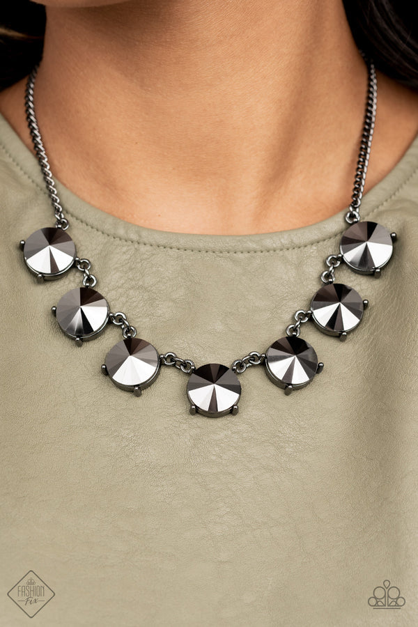 3-Piece Oversized Gunmetal Pronged Hematite Encrusted Set SET#6862