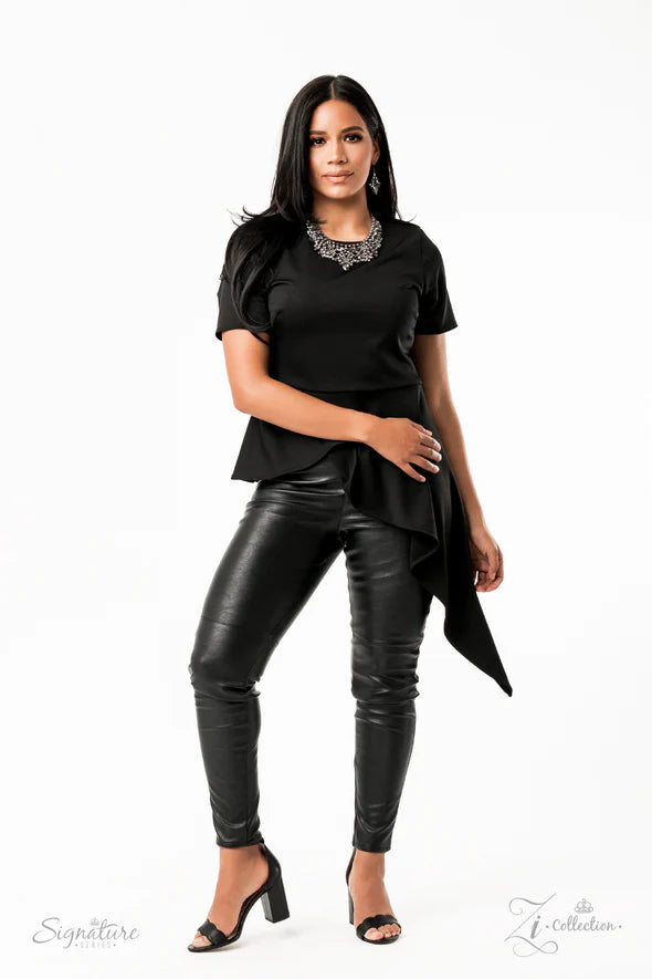 Zi Collection - The Tina - Oversized Smoky Marquise Cut Hematite Encrusted Teardrop Necklace Zi#7206