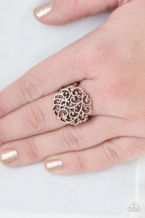 Thrills and Frills - Copper Shimmer Filigree Vine Ring R#6235