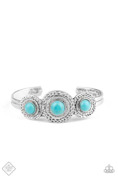 2-Piece Oversized Blue Dotted Stone Mismatched Hammered Set SET#7254