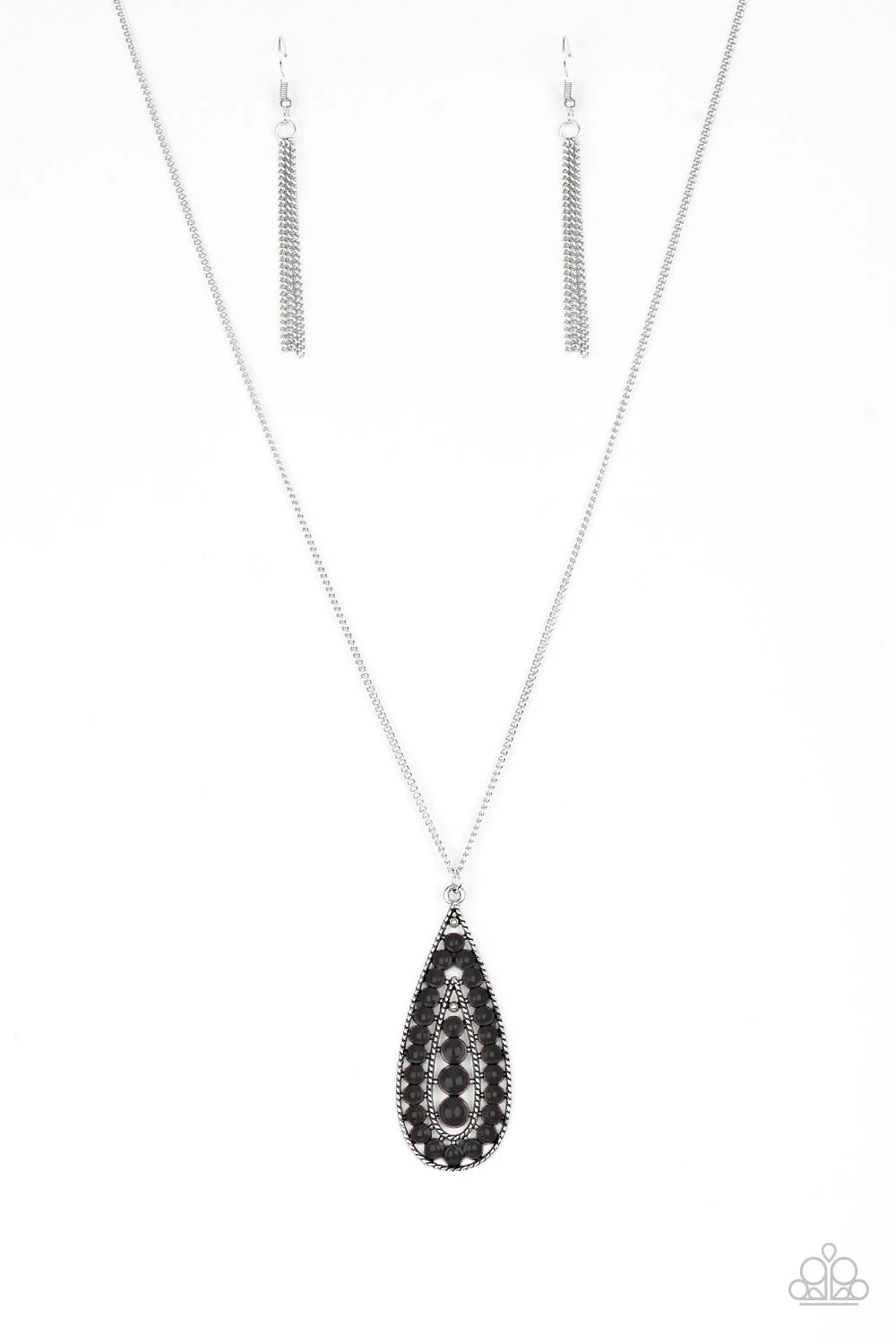 Tiki Tease -Bubbly  Black Tiki Tribal Teardrop Necklace N#6352
