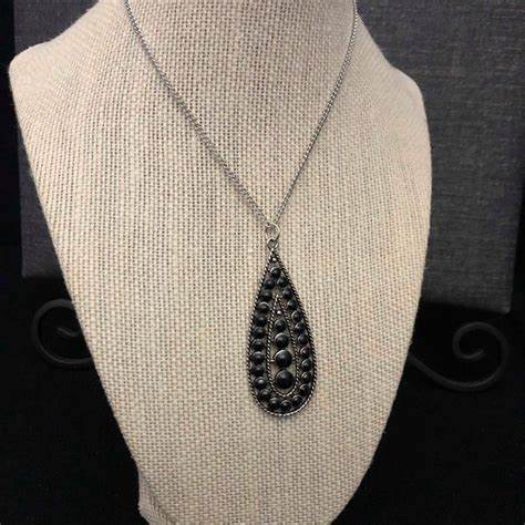 Tiki Tease -Bubbly  Black Tiki Tribal Teardrop Necklace N#6352