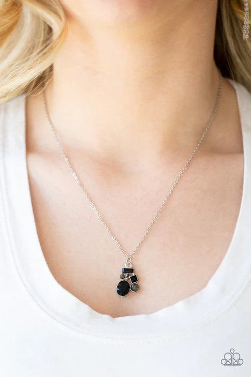 Time To Be Timeless - Black Oval/Square Hematite Encrusted Necklace N#5934
