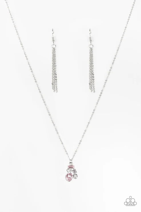 Time To Be Timeless - Pink Oval/Square Encrusted Necklace N#6603