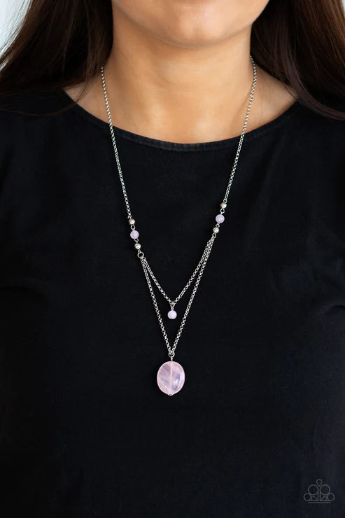 Time To Hit The ROAM - Pink Cloudy Stone Stacked Necklace N#3536