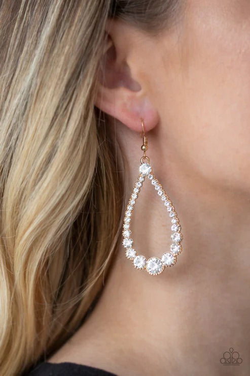 Token Twinkle - Oversized Gold Encrusted Teardrop Earrings E#6822