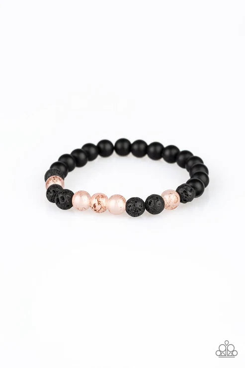 Tone Down - Copper/Black Cloudy Stone Lava Rock Urban Bracelet B#3401