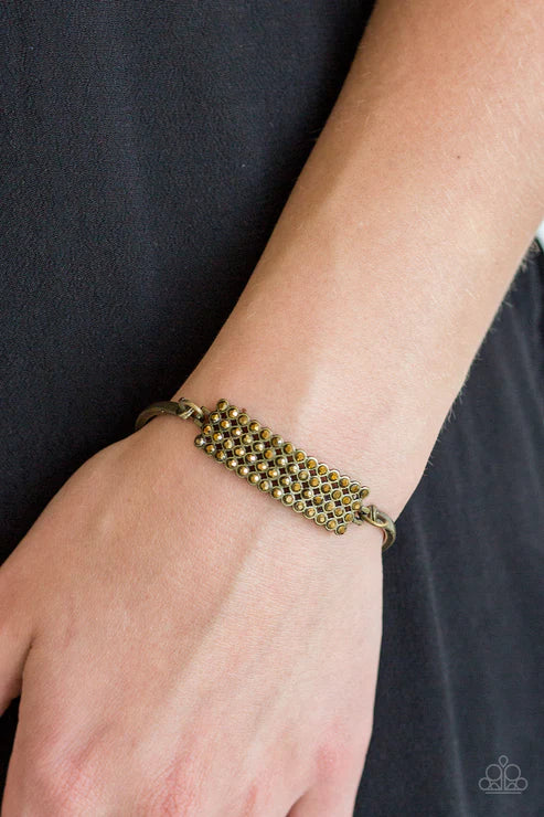 Top-Class Class - Brass Aurum Encrusted Rectangular Arc Bracelet B#6094