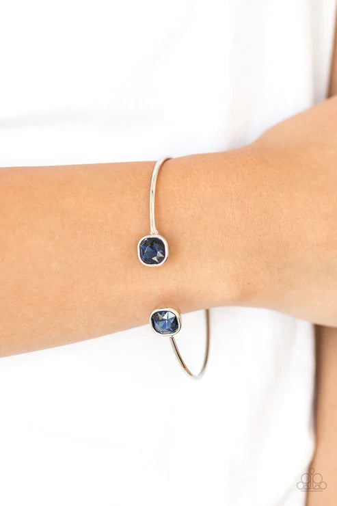Totally Traditional - Blue Square Curling Bar Cuff Bracelet B#5060