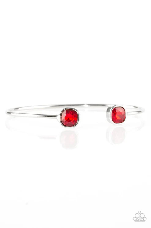 Totally Traditional - Red Square Curling Bar Cuff Bracelet B#5192
