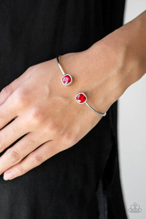Totally Traditional - Red Square Curling Bar Cuff Bracelet B#5192