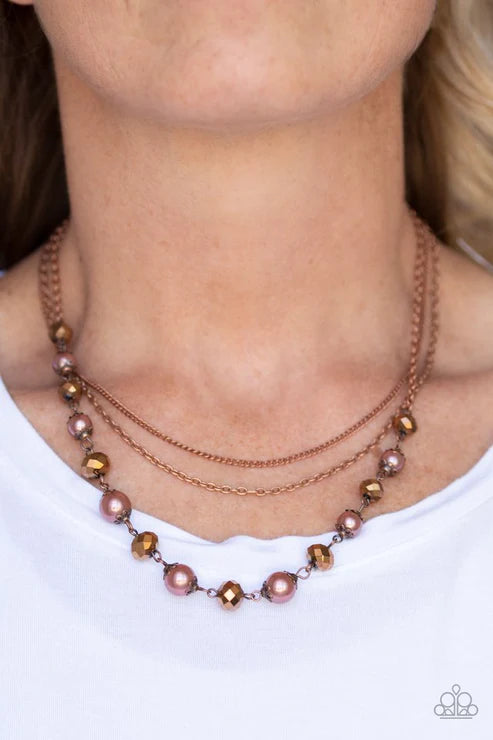Tour de Demure - Copper Pearl Aurum Crystal Demure Necklace N#5420